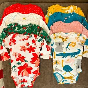 Carter’s Girl Long Sleeve Bodysuit Bundle (8) 3M